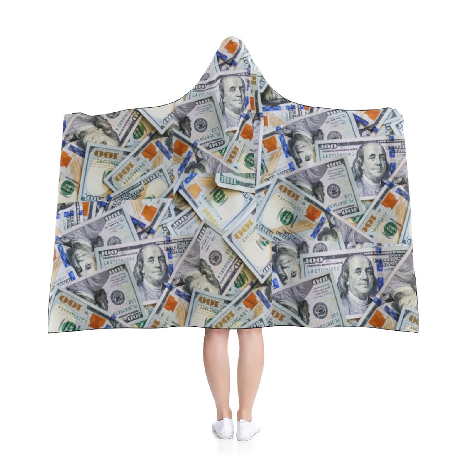 Money Print Hooded Blanket Dollar Bill Printed Blanket Etsy UK
