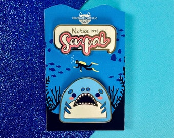 Notice Me Senpai Shark Hard Enamel Pin Set