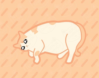 Chonky Cat Sticker, Matte or Holographic Vinyl, Funny Sticker
