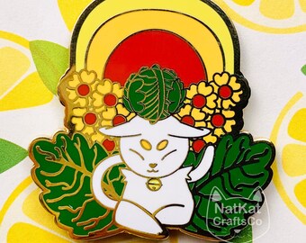 Cabbage Cat Hard Enamel Pin, Gold Plated