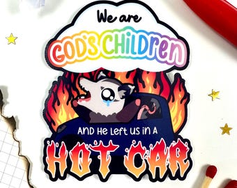 Hot Car Possum Sticker, Dark Humor Vinyl Decal