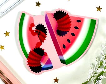 Woolly Bear Caterpillar Watermelon Sticker, Vinyl Decal, Whimsical Nature Art