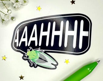 AAAHHH Cicada Sticker, Chaotic Bug Vinyl Decal