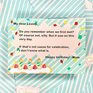 ¡Carta personalizada para tarta de celebración! (ACNH/New Horizons)