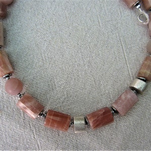 Gemstone Necklace, Moonstone, Hematite, 925 Silver, A Rare Find