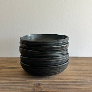 chataku tea saucers in carved black lacquered wood set of 5