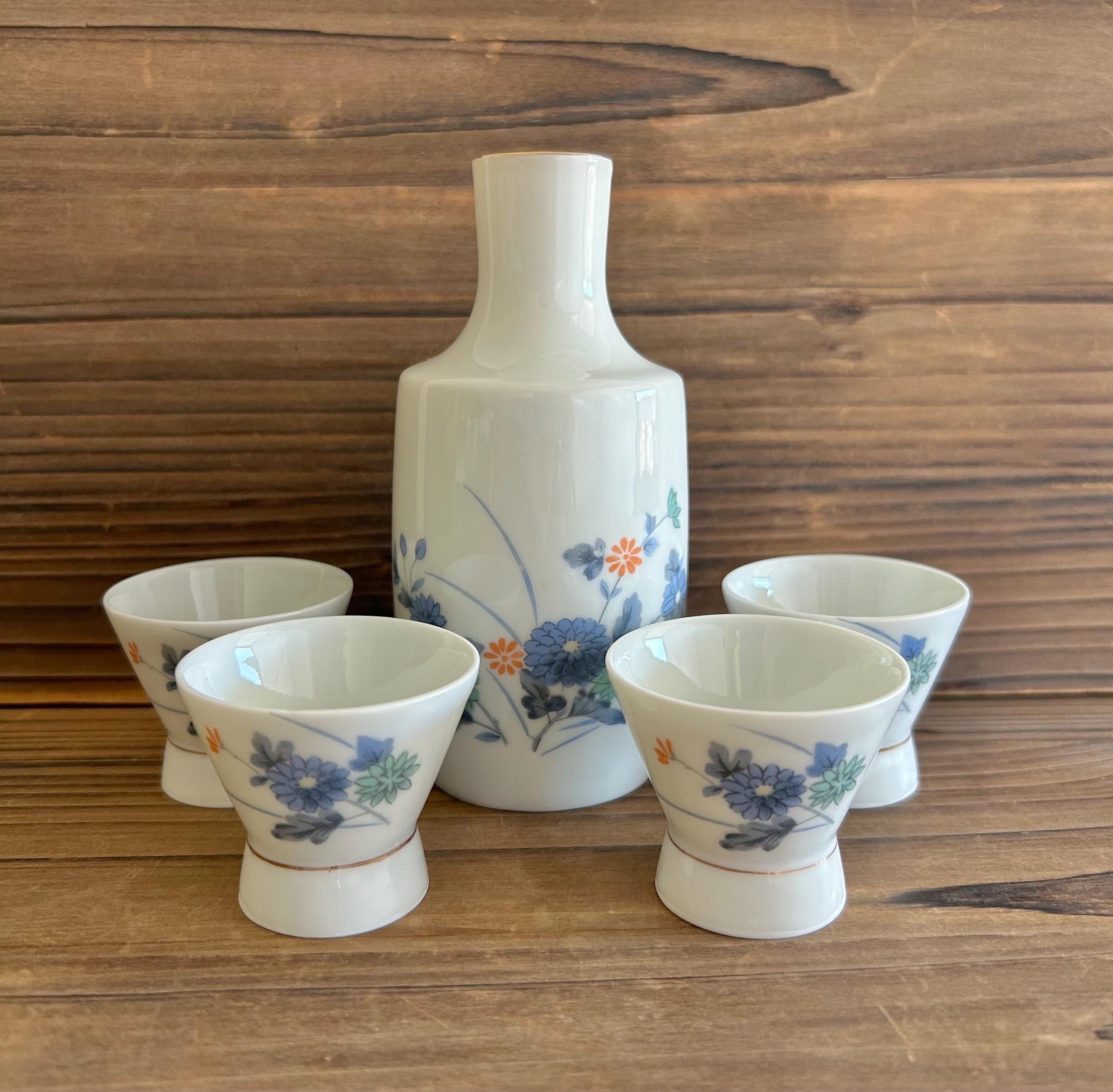 Vintage Blue Sake Bottle - Etsy