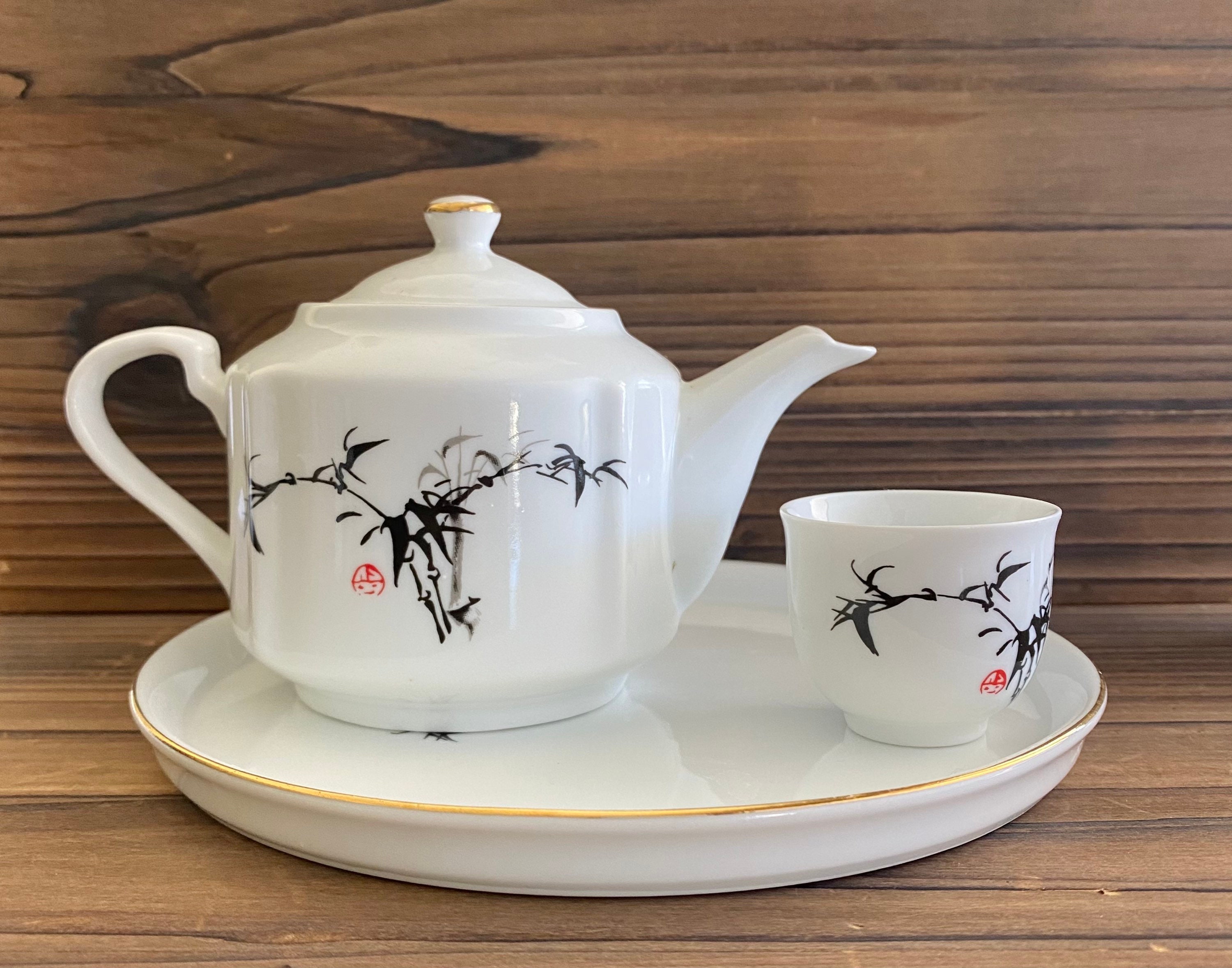 Vintage Sake Server With 5 Cups and Tray Made in Japan Etsy