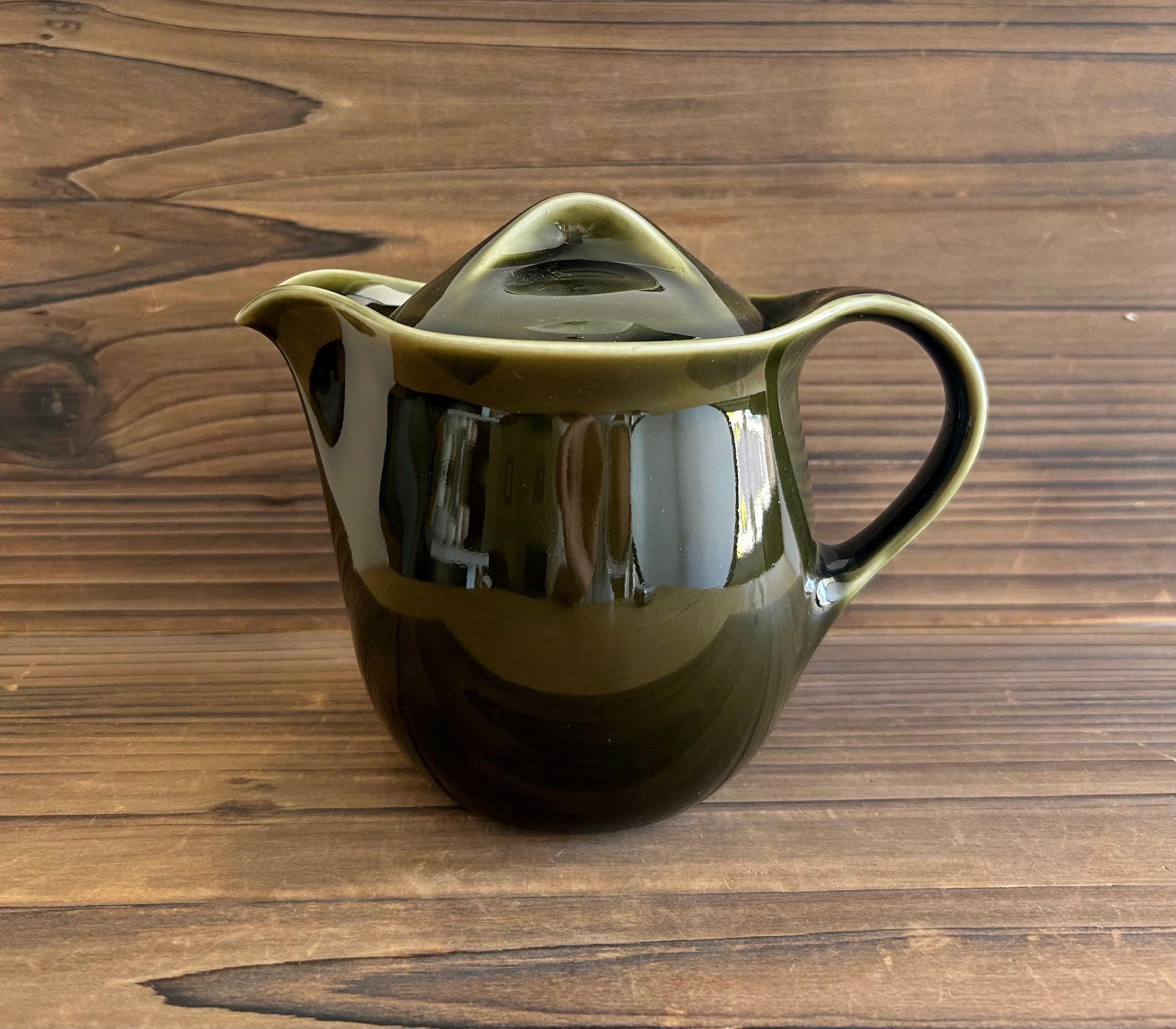 Japanese vintage teapot in dark olive green
