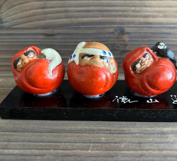 Japanese Wooden Daruma Dolls Vintage - Etsy