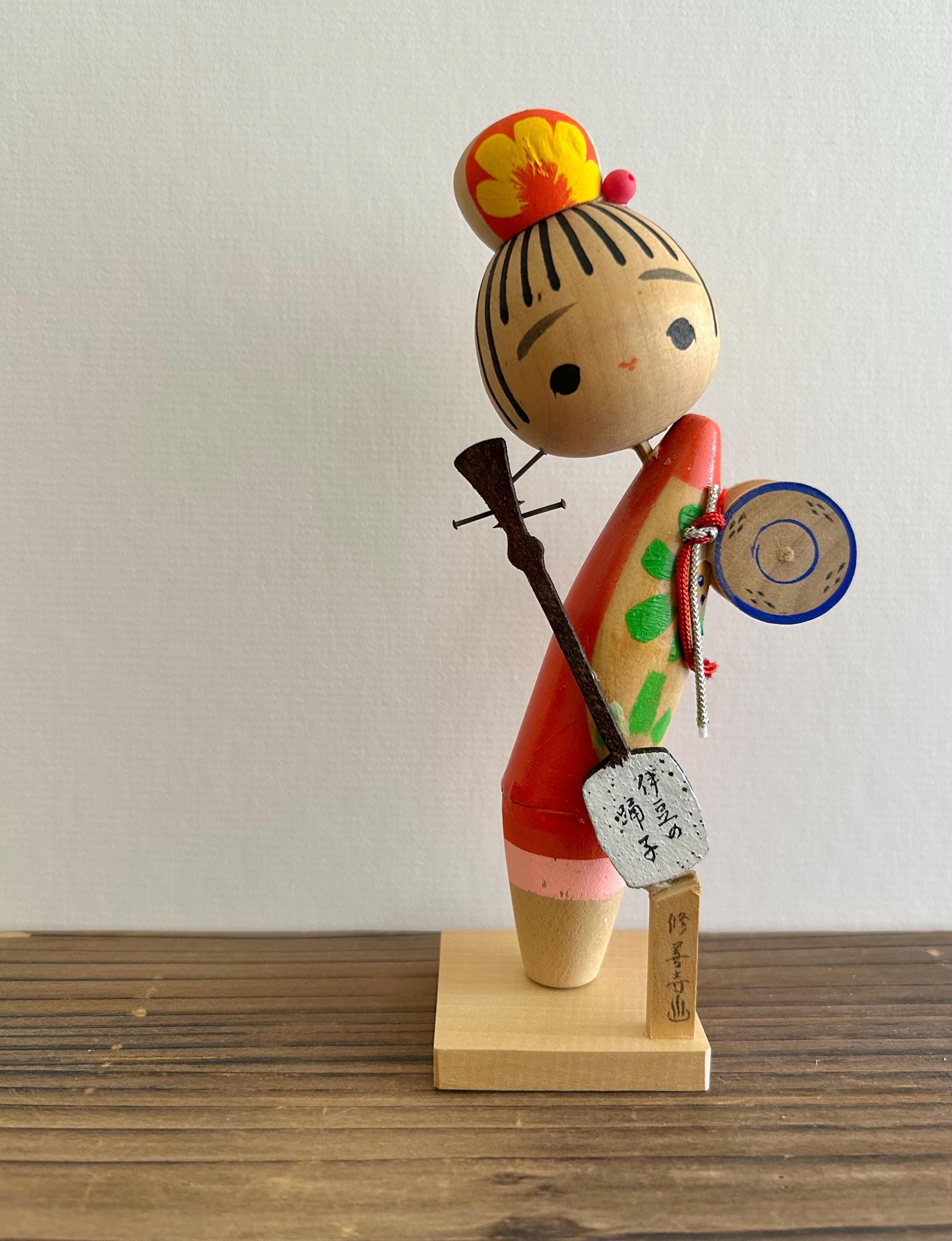 三味線と鼓を奏でる日本のこけし人形の演奏者 - Etsy 日本