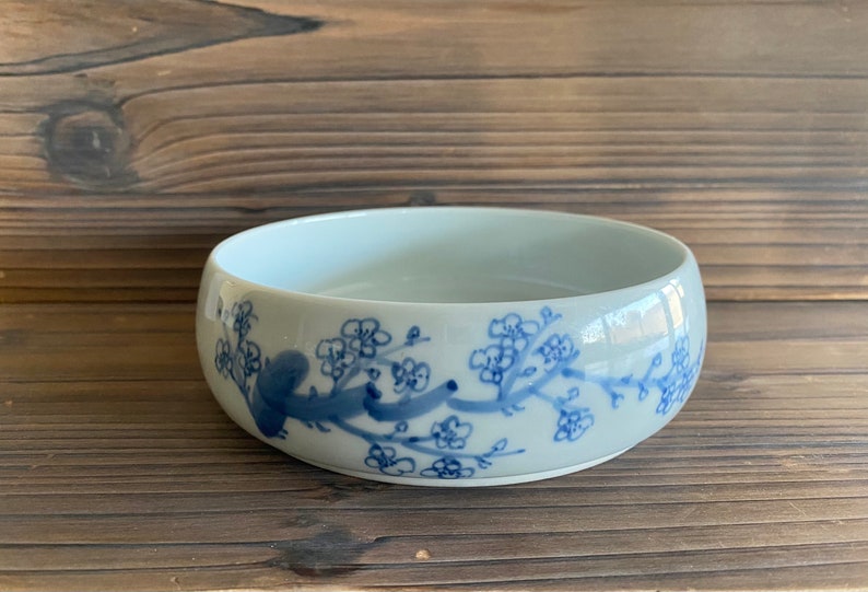 Japanese Serving Bowl With Branch and Blossom Sumie Ink Etsy