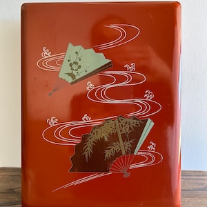 scatola da scrittura vintage in calligrafia giapponese con vassoio interno