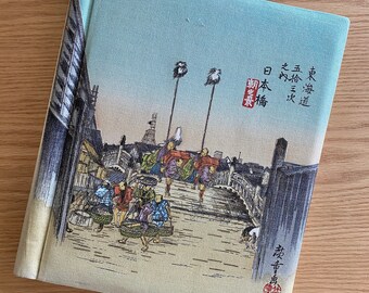 Chiyoda vintage photo scrapbook album with Japanese ukiyoe floating world art cover