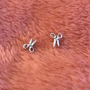 925 Sterling Silver Scissors Stub Earrings , Pet Groomer Jewelry