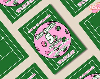 Modèle d'Invitation d'anniversaire pickleball - téléchargement numérique