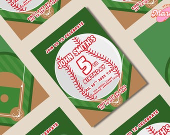 Baseball Birthday Invitation Template - Digital Download