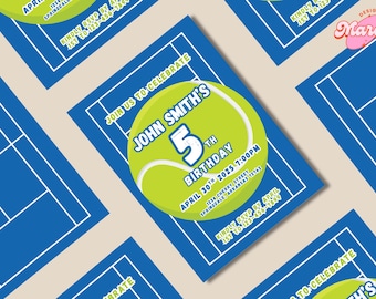 Tennis Birthday Invitation Template - Digital Download