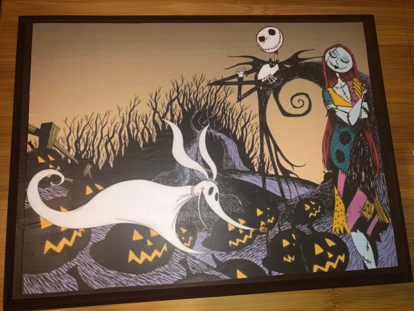 Wood wall decor nightmare before Christmas picture. 9 by 12 Etsy