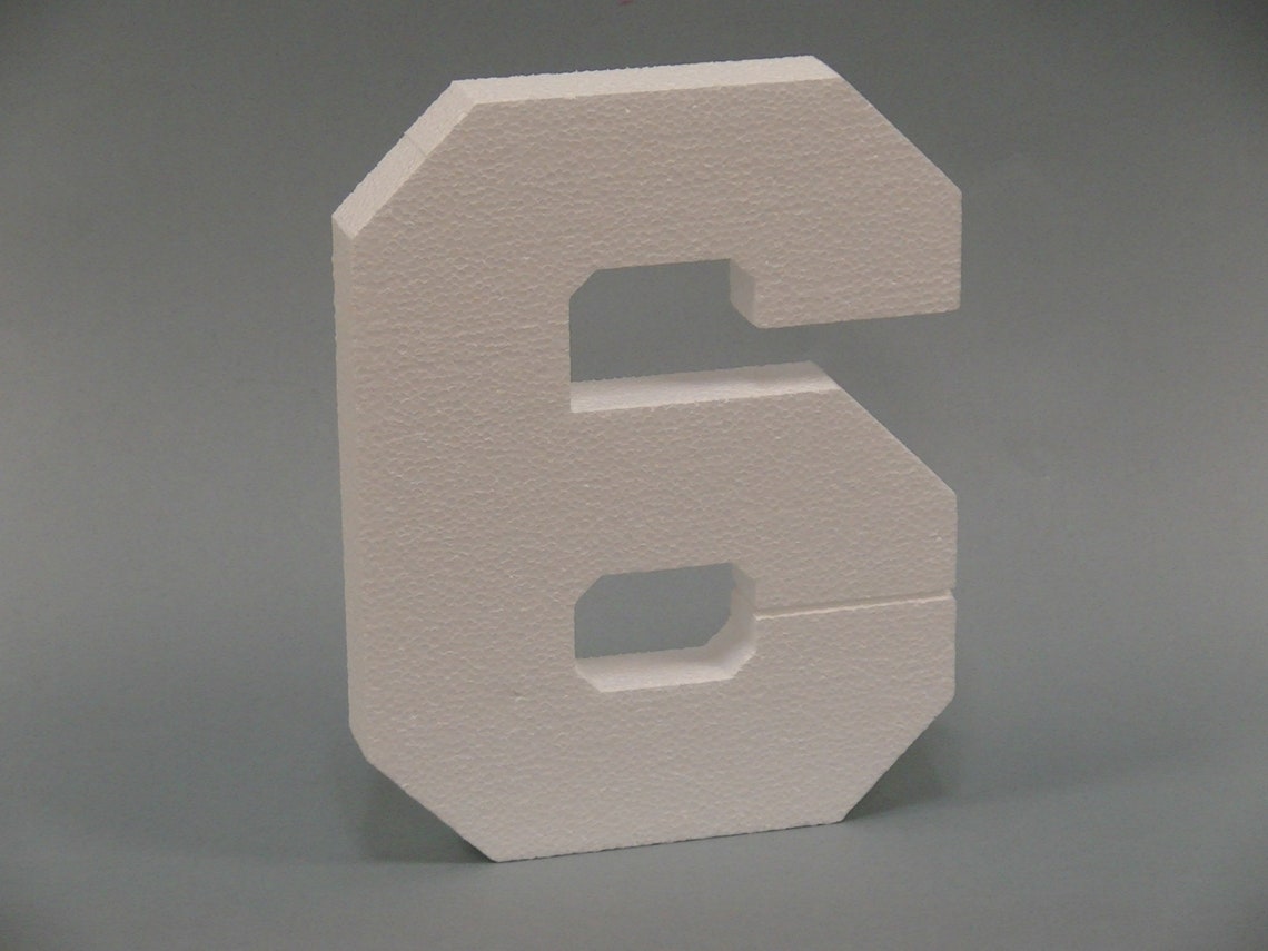 Large Number Six 6 24in Cutout Styrofoam EPS Raw Foam Etsy