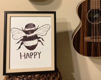 Bee Happy Art Download - Ink Series