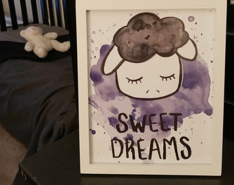 Sweet Dreams Sheep Art Download - Color Ink Series