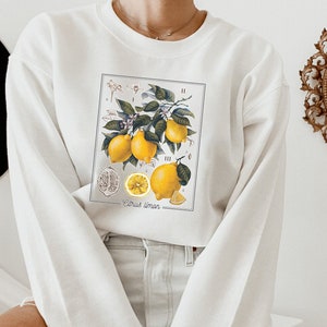 Lemon Shirt Trendy Sweatshirt Plant Sweatshirt Lemon Sweatshirt Cottagecore Clothing Indie Clothing Botanical Shirt Trending Now