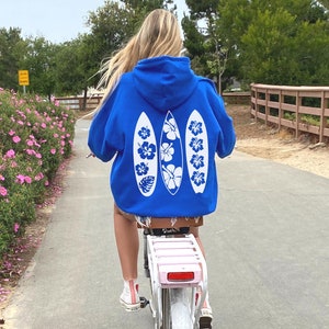 Hibiscus Hoodie Surf Hoodie Beachy Hoodies Hawaii Aesthetic Coconut Girl Clothes Aloha Hoodie Preppy Hoodie Back Print Hoodie Trendy Hoodie