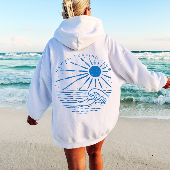 Felpa con cappuccio Hawaii Felpa con cappuccio Maui Felpa con cappuccio da surf Abbigliamento per ragazza al cocco Felpe con cappuccio da spiaggia Stile ispirato all oceano Regali per adolescenti Abit...