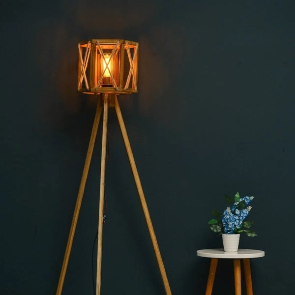 Handmade Wooden Floor Lamp - Etsy