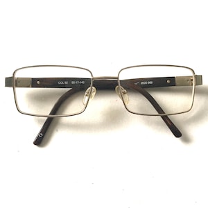 Mens brown gold FERUCCI rectangle specs eyeglasses glasses size 55-17-140