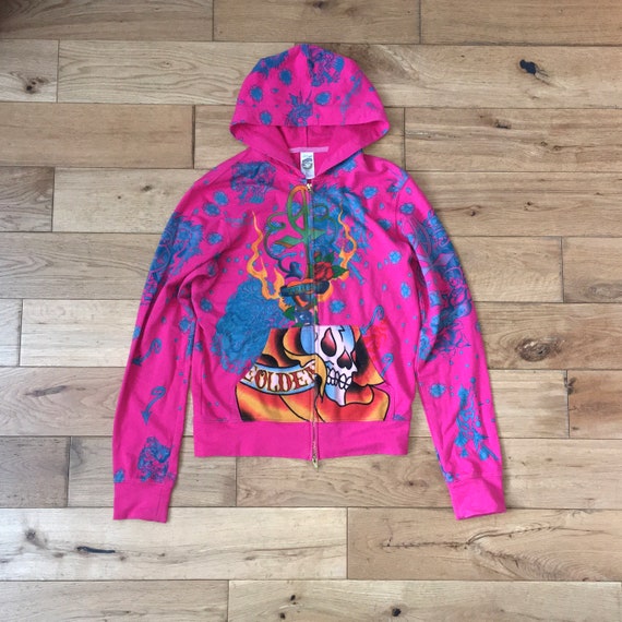 Womens Pink ED HARDY Zipped Embellished 