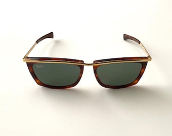Especificaciones de las gafas de sol RAY BAN b&l 5 1/4 OLYMPIA originales para hombre, estilo retro marrón vintage