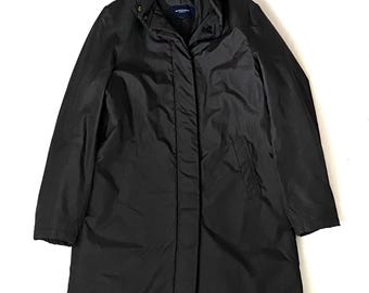 womens black BURBERRY over Coat Mac size XL