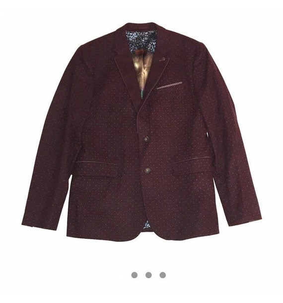 Men’s burgundy TED BAKER velvet blazer jacket size