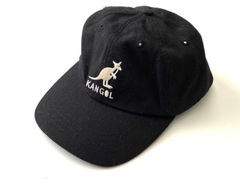 Vintage retro mens womens black KANGOL wool mix baseball cap hat ‘one size’