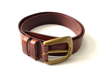 Cinturón de piel marrón grueso LIZ CLAIBORNE vintage retro años 90 para mujer L grande