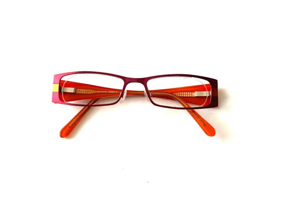 Vintage retro women’s orange RED OR DEAD glasses specs 50-18-140