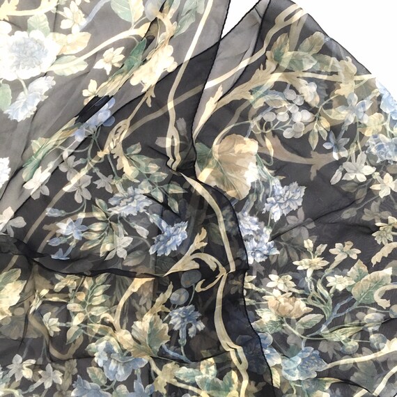 Vintage women’s black floral BALLY silk scarf - image 3