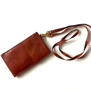 Vintage Retro Y2K JOOP braun Leder Pass Reisebrieftasche Geldbörse Handtasche