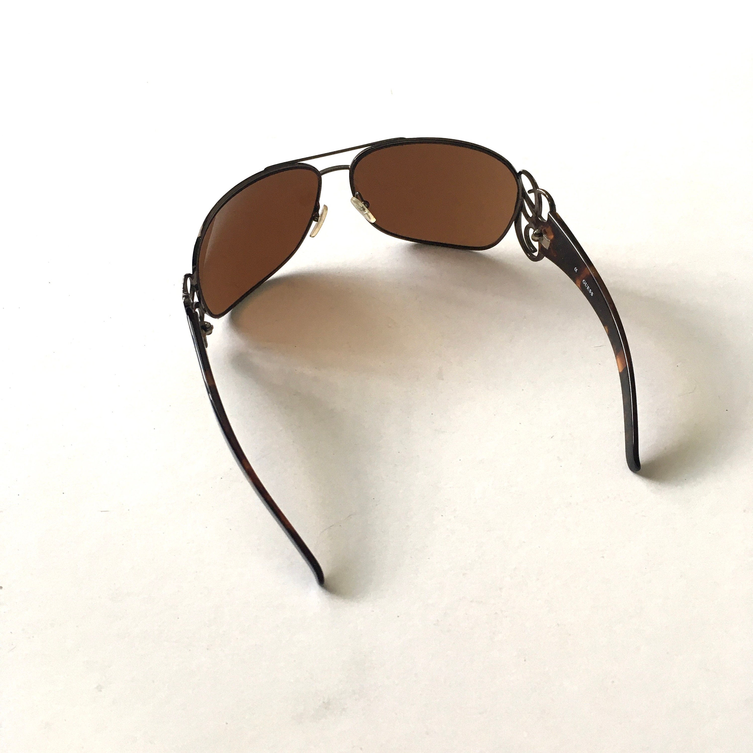 Womens Vintage Retro Brown Tortoiseshell GUESS Oversized  display picture 2