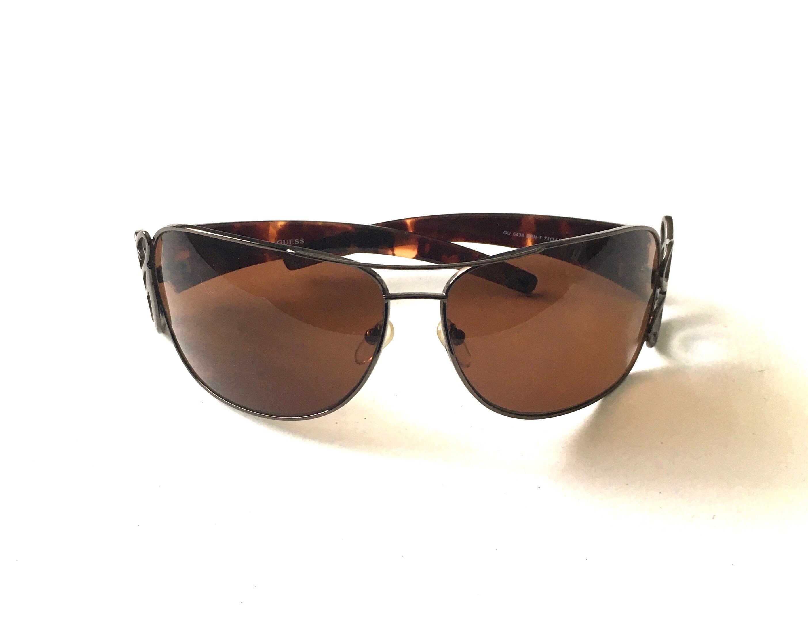 Womens Vintage Retro Brown Tortoiseshell GUESS Oversized  display picture 3