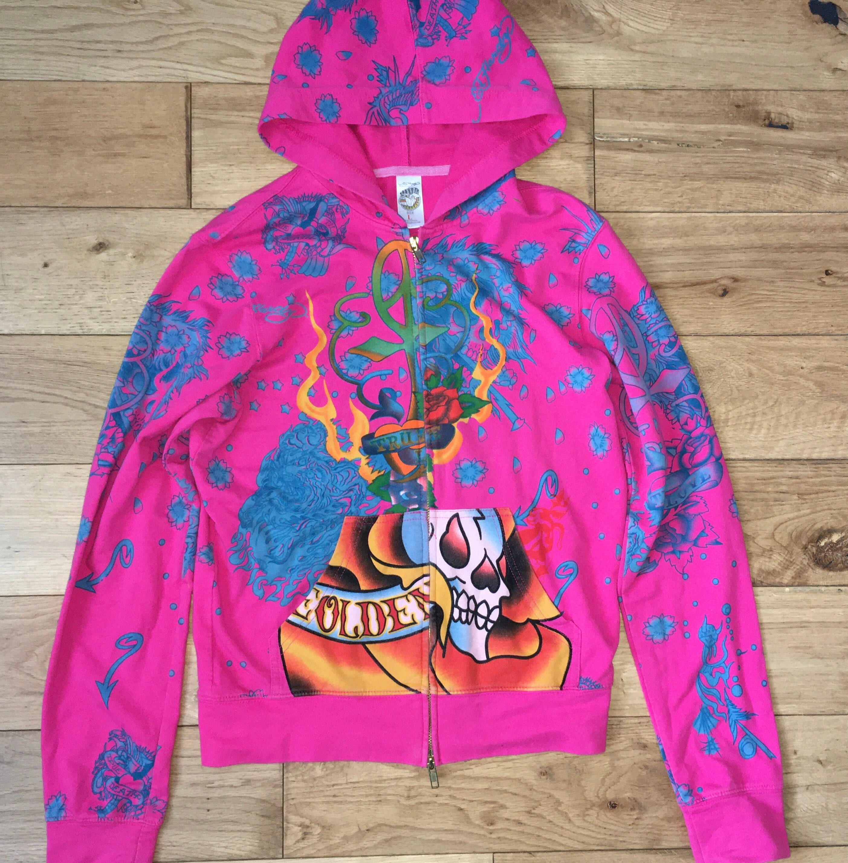Womens Pink ED HARDY Zipped Embellished 