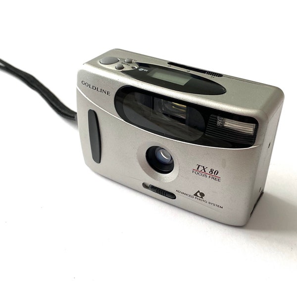 Vintage retro GOLDLINE TX80 focus free point and shoot APS film camera