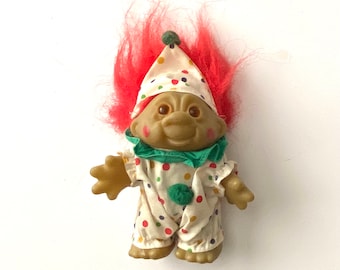 vintage retrò DAM TROLL vestito come figure giocattolo CLOWN