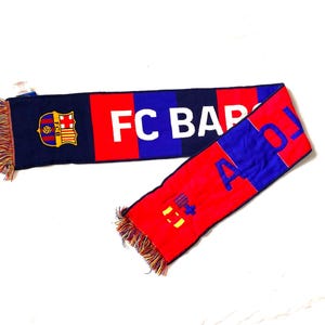 【vintage FC Barcelona football scarf】 Vintage FC Barcelona Muffler Scarf Spain - Etsy