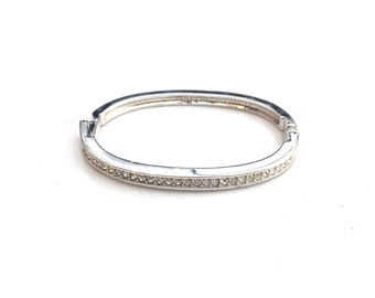 Womens SWAROVSKI silver tone crystal bangle bracelet