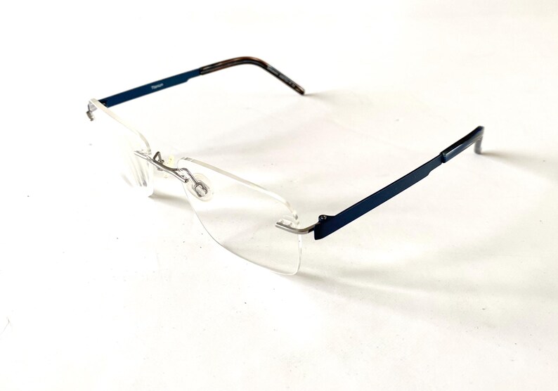 Men’s blue rimless SPECSAVERS spec Lite 175 specs eyeglasses glasses size 53-18-140 image 5