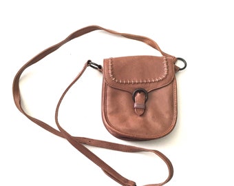 Vintage retro womens brown HIDESIGN crossbody handbag bag