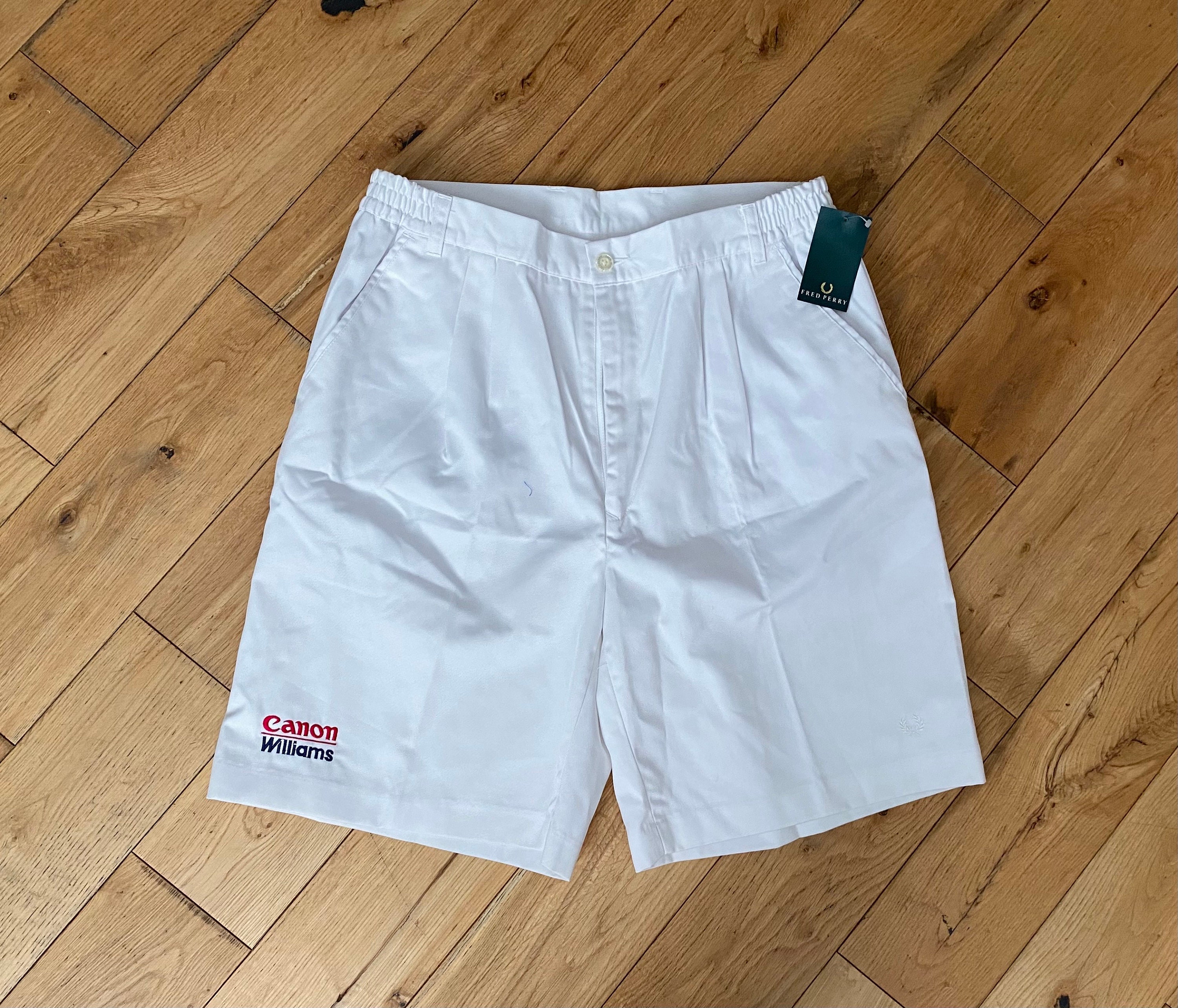 TheSellersLoft NOS Mens Vintage Retro White Fred Perry Canon Williams Tennis Shorts Size L Large